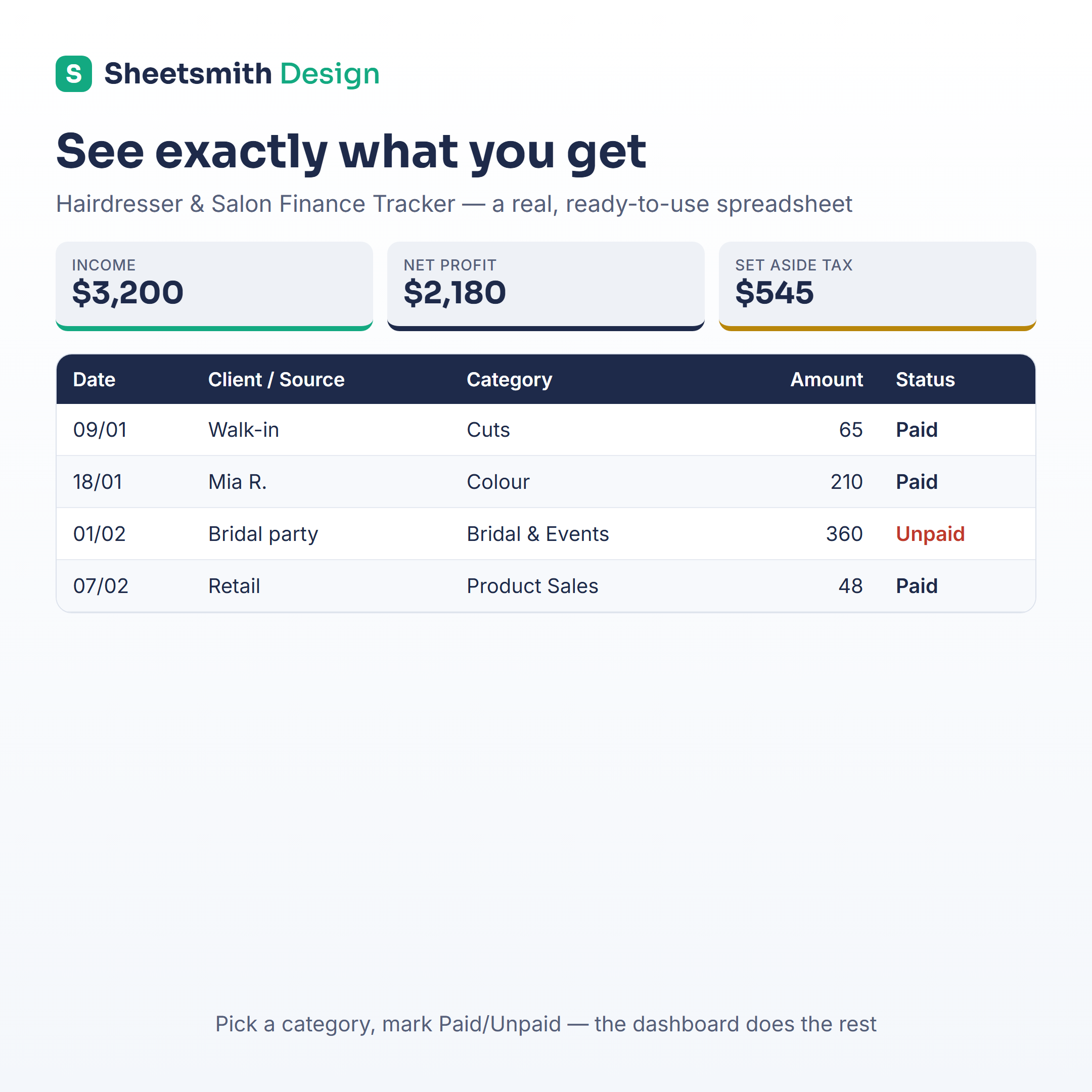 Hairdresser Finance Tracker