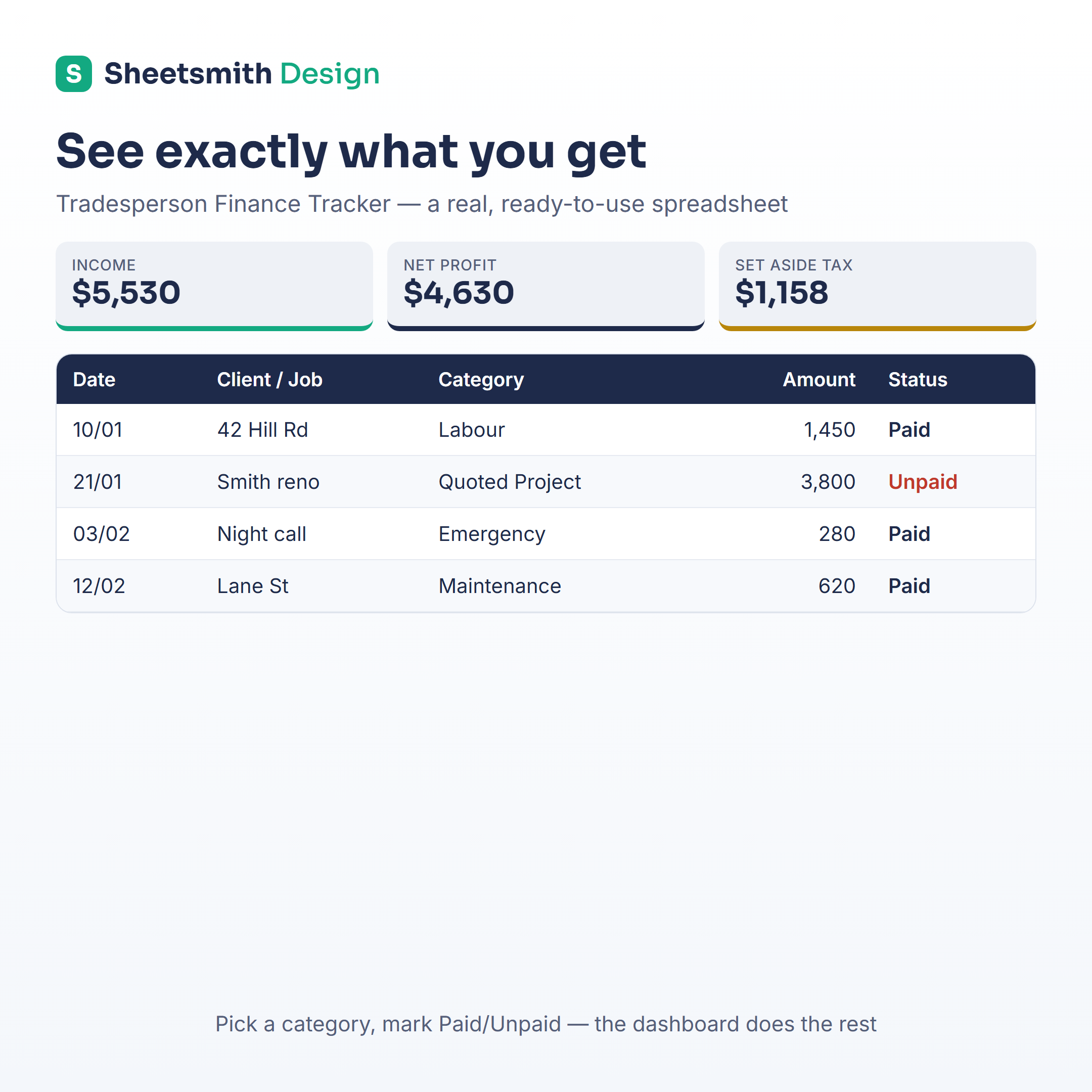 Tradesperson Finance Tracker